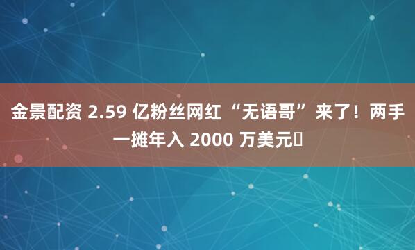 金景配资 2.59 亿粉丝网红 “无语哥” 来了！两手一摊年入 2000 万美元​