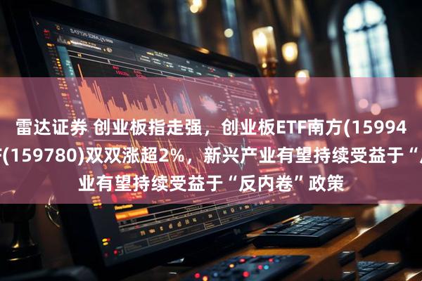 雷达证券 创业板指走强，创业板ETF南方(159948)、双创ETF(159780)双双涨超2%，新兴产业有望持续受益于“反内卷”政策